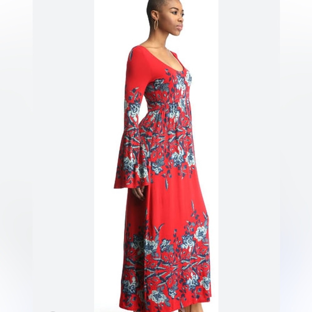 Free People Midnight Garden red maxi dress